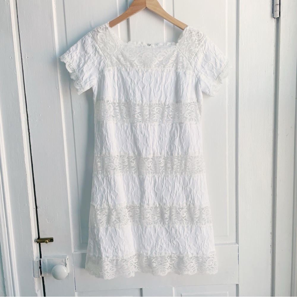Vintage 60s Peek a Boo Lace Mini Dress